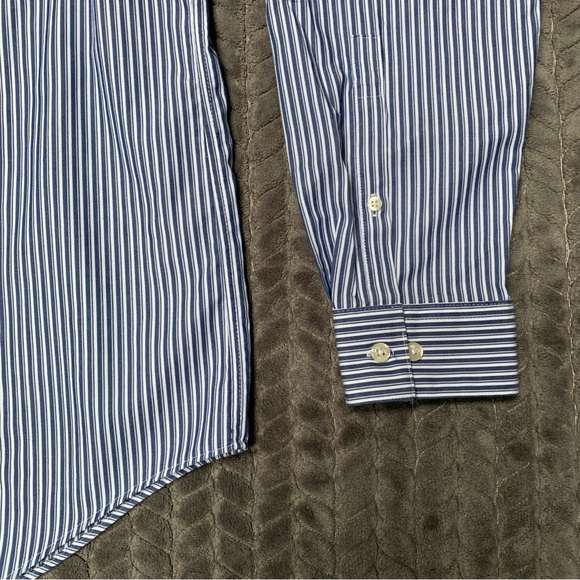 Kenneth Cole Reaction Shirt Mens Large Blue Long Sleeve Button Down Striped Slim - Picture 3 of 10